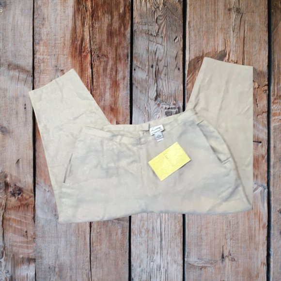 New  LINEN Crop Pants LINEA by Louis Dell’Olia Beige QVC 1x - Picture 2 of 7